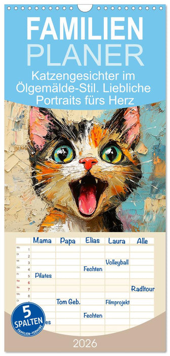 Katzengesichter im Ölgemälde-Stil. Liebliche Portraits fürs Herz (CALVENDO Familienplaner 2026)