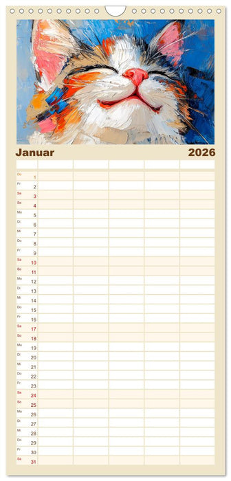 Katzengesichter im Ölgemälde-Stil. Liebliche Portraits fürs Herz (CALVENDO Familienplaner 2026)