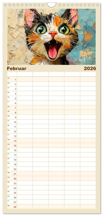 Katzengesichter im Ölgemälde-Stil. Liebliche Portraits fürs Herz (CALVENDO Familienplaner 2026)