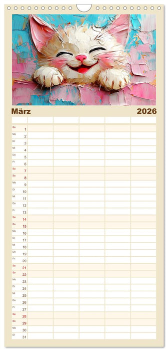 Katzengesichter im Ölgemälde-Stil. Liebliche Portraits fürs Herz (CALVENDO Familienplaner 2026)