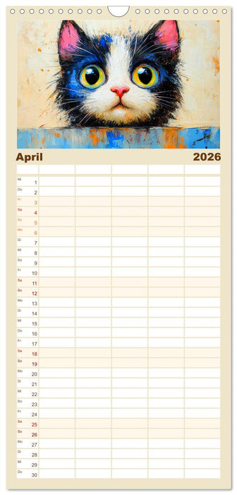 Katzengesichter im Ölgemälde-Stil. Liebliche Portraits fürs Herz (CALVENDO Familienplaner 2026)