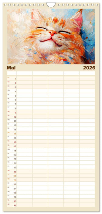Katzengesichter im Ölgemälde-Stil. Liebliche Portraits fürs Herz (CALVENDO Familienplaner 2026)