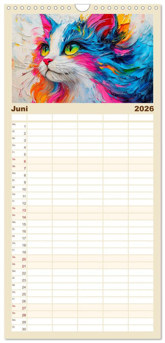 Katzengesichter im Ölgemälde-Stil. Liebliche Portraits fürs Herz (CALVENDO Familienplaner 2026)
