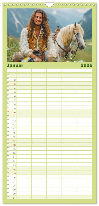 Leben auf der Alm. Junge Männer im Einklang mit der Natur (CALVENDO Familienplaner 2026)