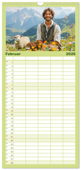 Leben auf der Alm. Junge Männer im Einklang mit der Natur (CALVENDO Familienplaner 2026)