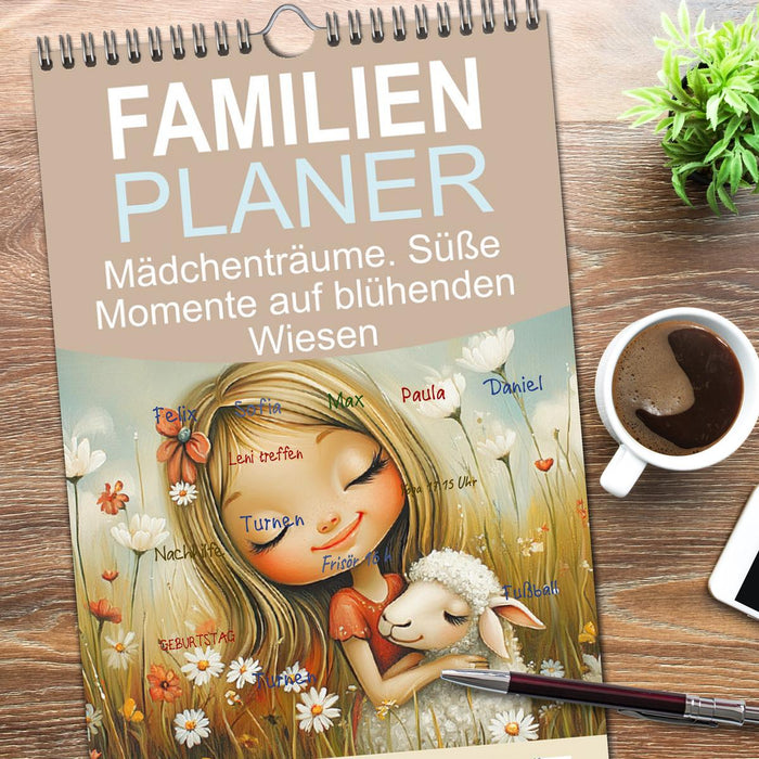 Mädchenträume. Süße Momente auf blühenden Wiesen (CALVENDO Familienplaner 2026)