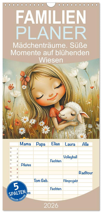Mädchenträume. Süße Momente auf blühenden Wiesen (CALVENDO Familienplaner 2026)