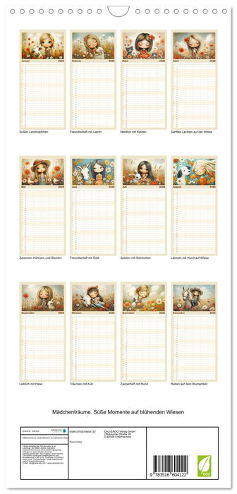 Mädchenträume. Süße Momente auf blühenden Wiesen (CALVENDO Familienplaner 2026)
