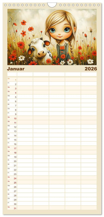 Mädchenträume. Süße Momente auf blühenden Wiesen (CALVENDO Familienplaner 2026)