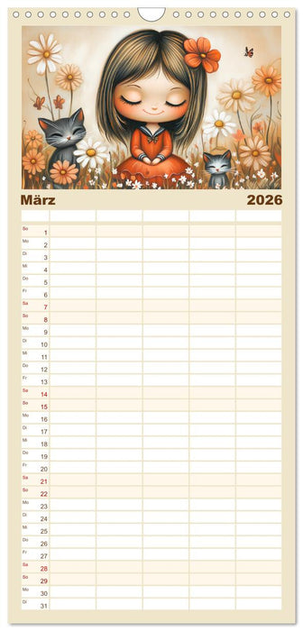 Mädchenträume. Süße Momente auf blühenden Wiesen (CALVENDO Familienplaner 2026)