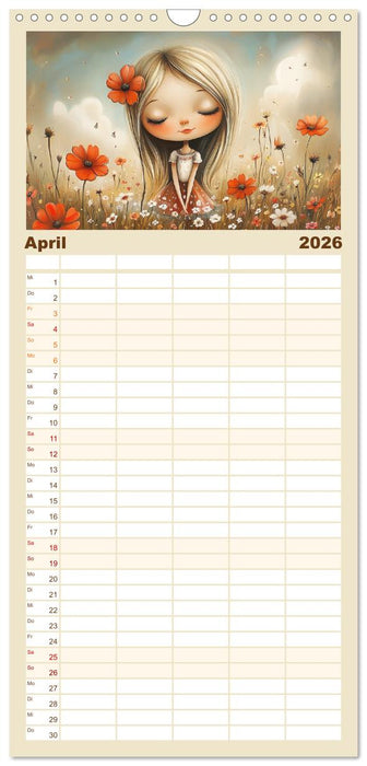 Mädchenträume. Süße Momente auf blühenden Wiesen (CALVENDO Familienplaner 2026)