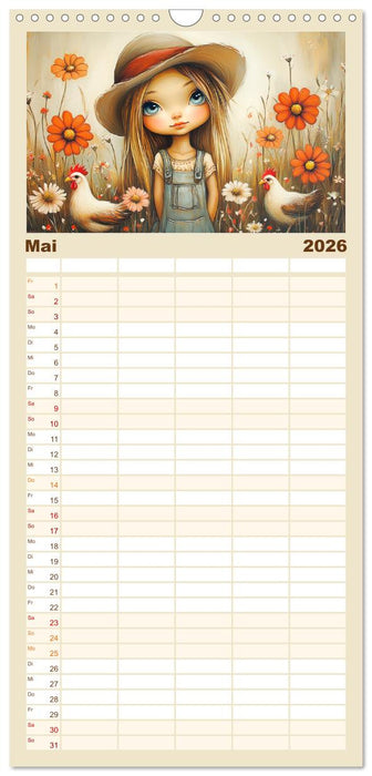 Mädchenträume. Süße Momente auf blühenden Wiesen (CALVENDO Familienplaner 2026)