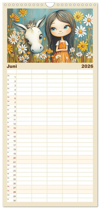 Mädchenträume. Süße Momente auf blühenden Wiesen (CALVENDO Familienplaner 2026)