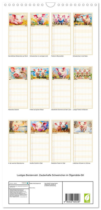 Lustiges Borstenvieh. Zauberhafte Schweinchen im Ölgemälde-Stil (CALVENDO Familienplaner 2026)