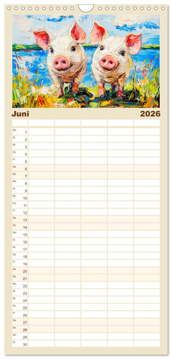 Lustiges Borstenvieh. Zauberhafte Schweinchen im Ölgemälde-Stil (CALVENDO Familienplaner 2026)