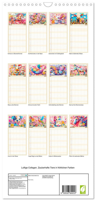 Luftige Collagen. Zauberhafte Tiere in fröhlichen Farben (CALVENDO Familienplaner 2026)