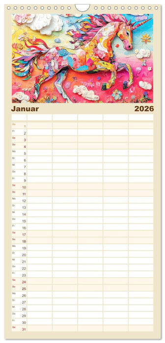 Luftige Collagen. Zauberhafte Tiere in fröhlichen Farben (CALVENDO Familienplaner 2026)