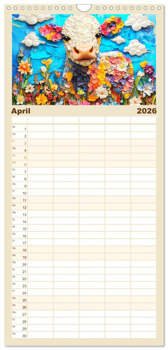 Luftige Collagen. Zauberhafte Tiere in fröhlichen Farben (CALVENDO Familienplaner 2026)