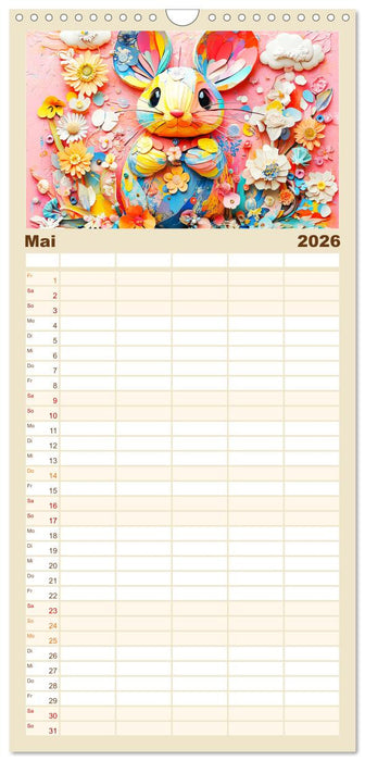 Luftige Collagen. Zauberhafte Tiere in fröhlichen Farben (CALVENDO Familienplaner 2026)
