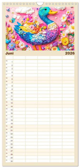 Luftige Collagen. Zauberhafte Tiere in fröhlichen Farben (CALVENDO Familienplaner 2026)
