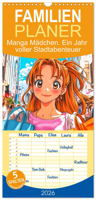 Manga Mädchen. Ein Jahr voller Stadtabenteuer (CALVENDO Familienplaner 2026)