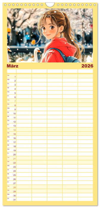 Manga Mädchen. Ein Jahr voller Stadtabenteuer (CALVENDO Familienplaner 2026)
