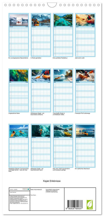Kajak Erlebnisse (CALVENDO Familienplaner 2026)