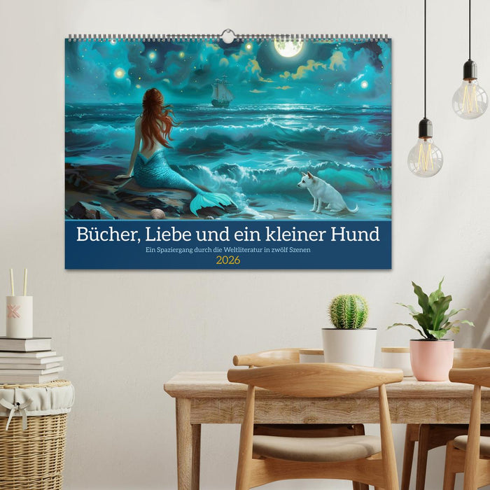 Bücher, Liebe und ein kleiner Hund (CALVENDO Wandkalender 2026)