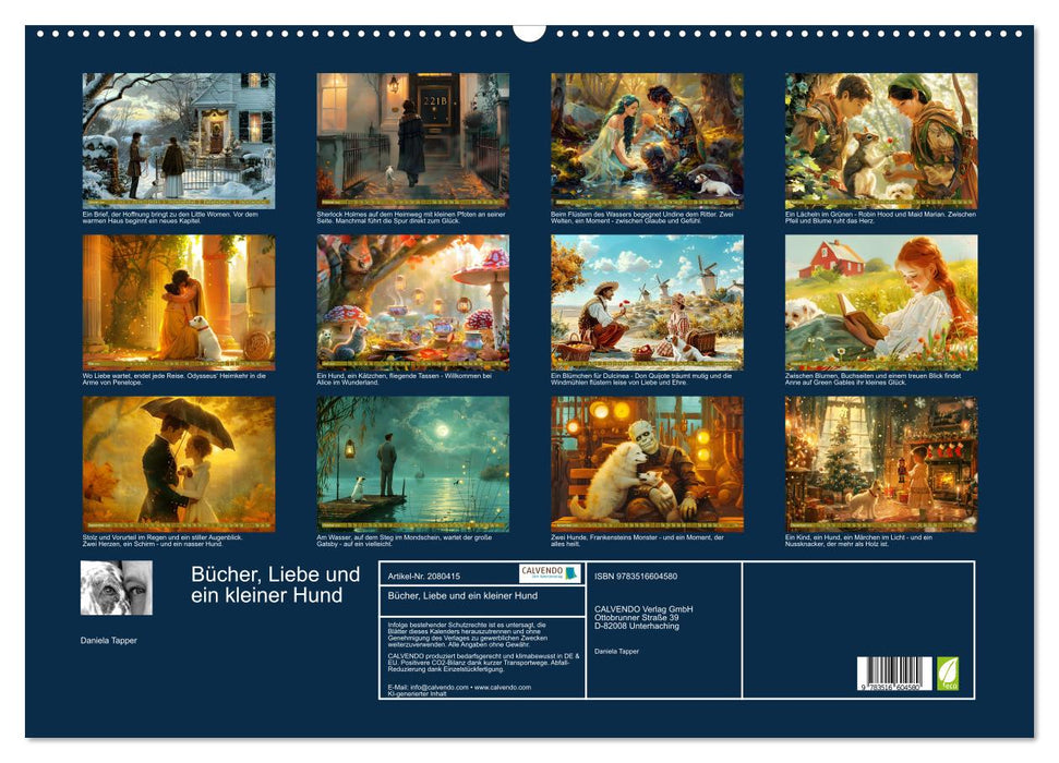 Bücher, Liebe und ein kleiner Hund (CALVENDO Wandkalender 2026)