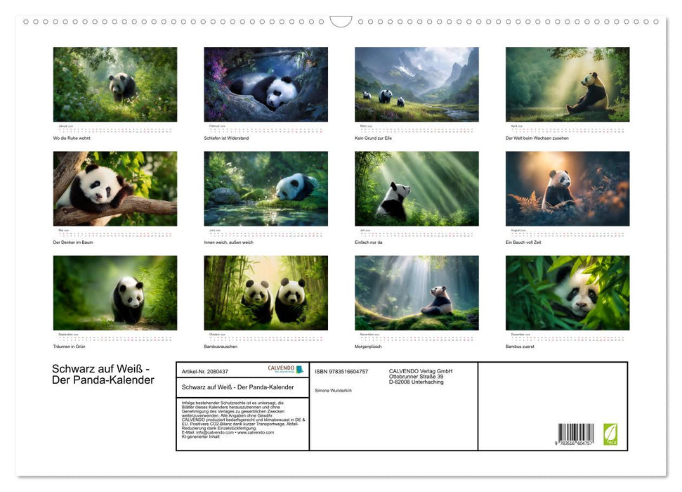 Schwarz auf Weiß - Der Panda-Kalender (CALVENDO Wandkalender 2026)