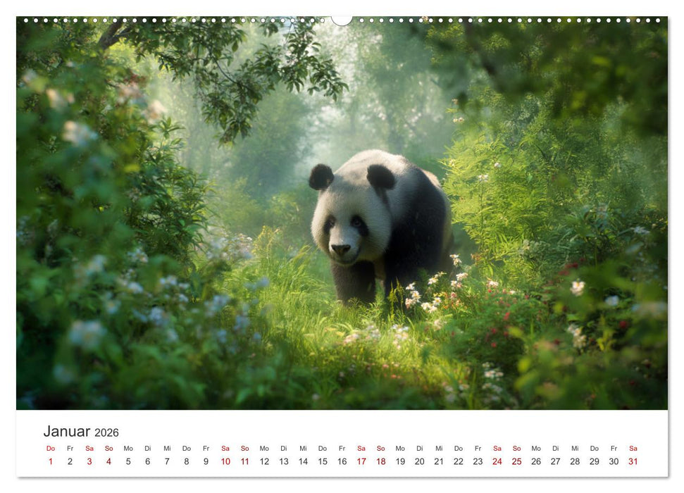 Schwarz auf Weiß - Der Panda-Kalender (CALVENDO Wandkalender 2026)