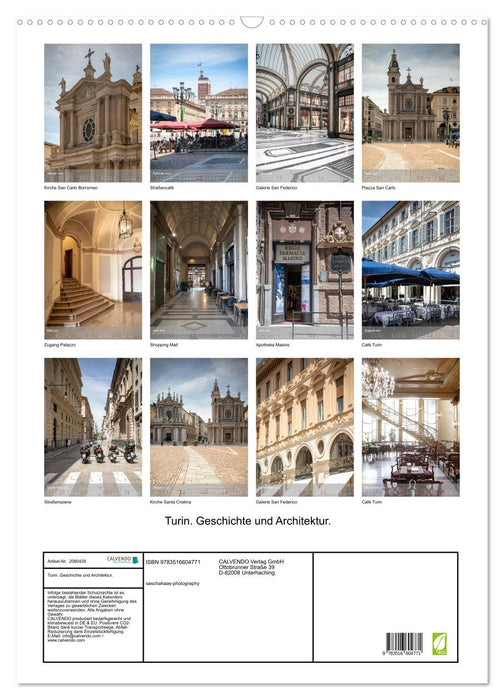 Turin. Geschichte und Architektur. (CALVENDO Wandkalender 2026)