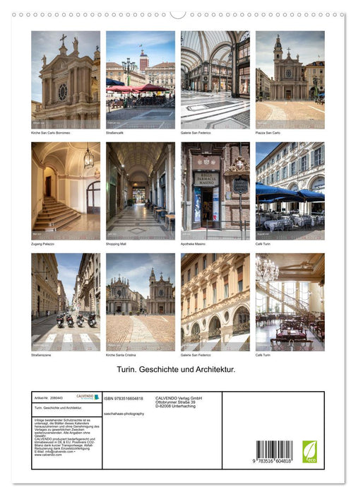 Turin. Geschichte und Architektur. (CALVENDO Premium Wandkalender 2026)