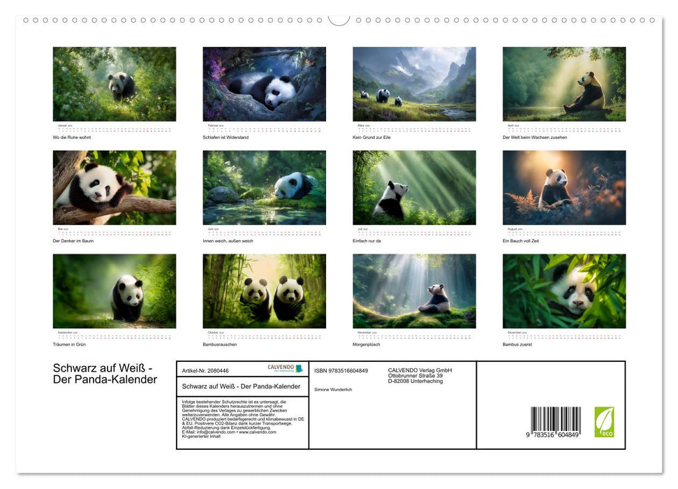 Schwarz auf Weiß - Der Panda-Kalender (CALVENDO Premium Wandkalender 2026)