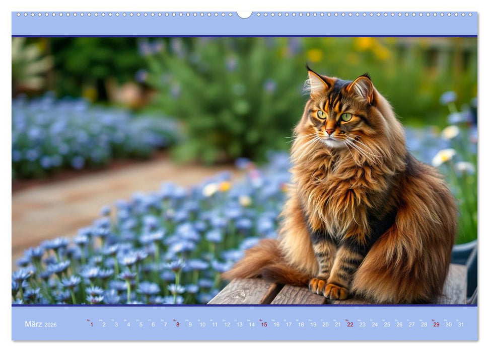 Maine Coon - Intelligent und verspielt (CALVENDO Premium Wandkalender 2026)