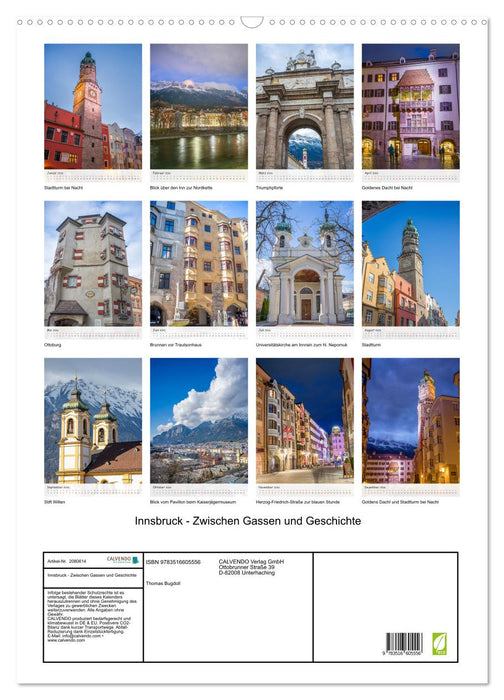 Innsbruck - Zwischen Gassen und Geschichte (CALVENDO Wandkalender 2026)