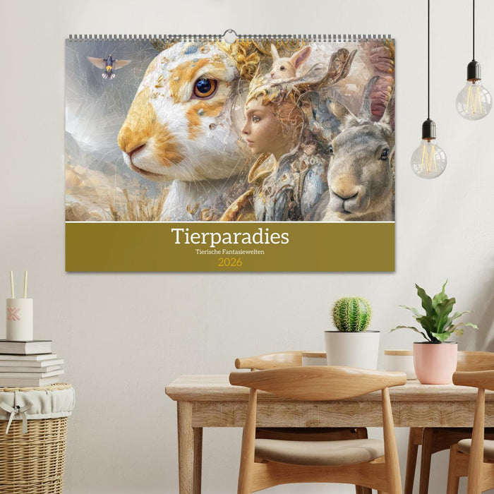 Tierparadies - Tierische Fantasiewelten (CALVENDO Wandkalender 2026)