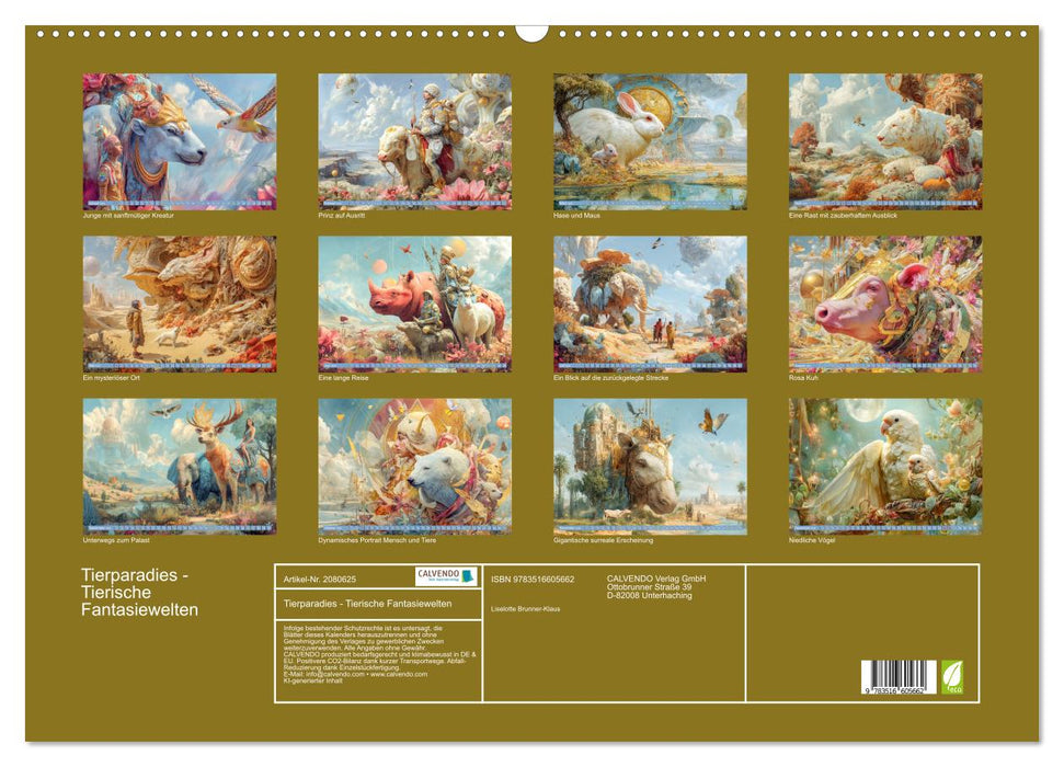Tierparadies - Tierische Fantasiewelten (CALVENDO Wandkalender 2026)