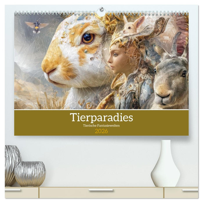 Tierparadies - Tierische Fantasiewelten (CALVENDO Premium Wandkalender 2026)