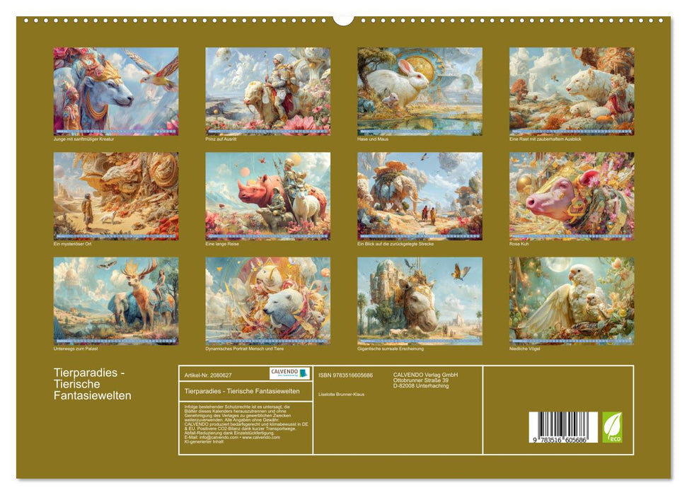 Tierparadies - Tierische Fantasiewelten (CALVENDO Premium Wandkalender 2026)