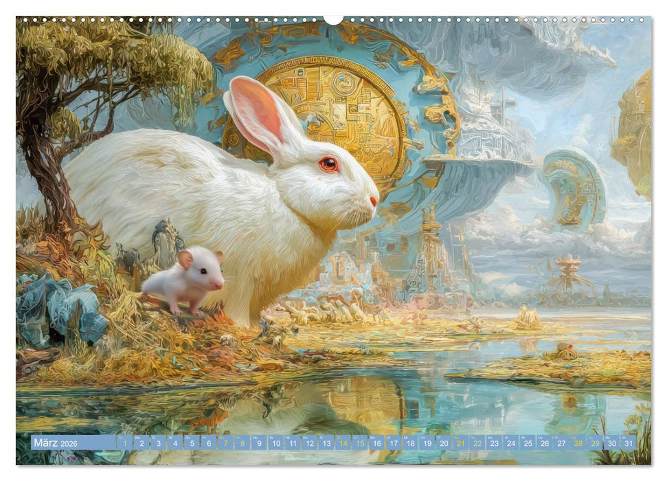 Tierparadies - Tierische Fantasiewelten (CALVENDO Premium Wandkalender 2026)