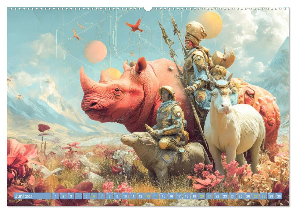 Tierparadies - Tierische Fantasiewelten (CALVENDO Premium Wandkalender 2026)