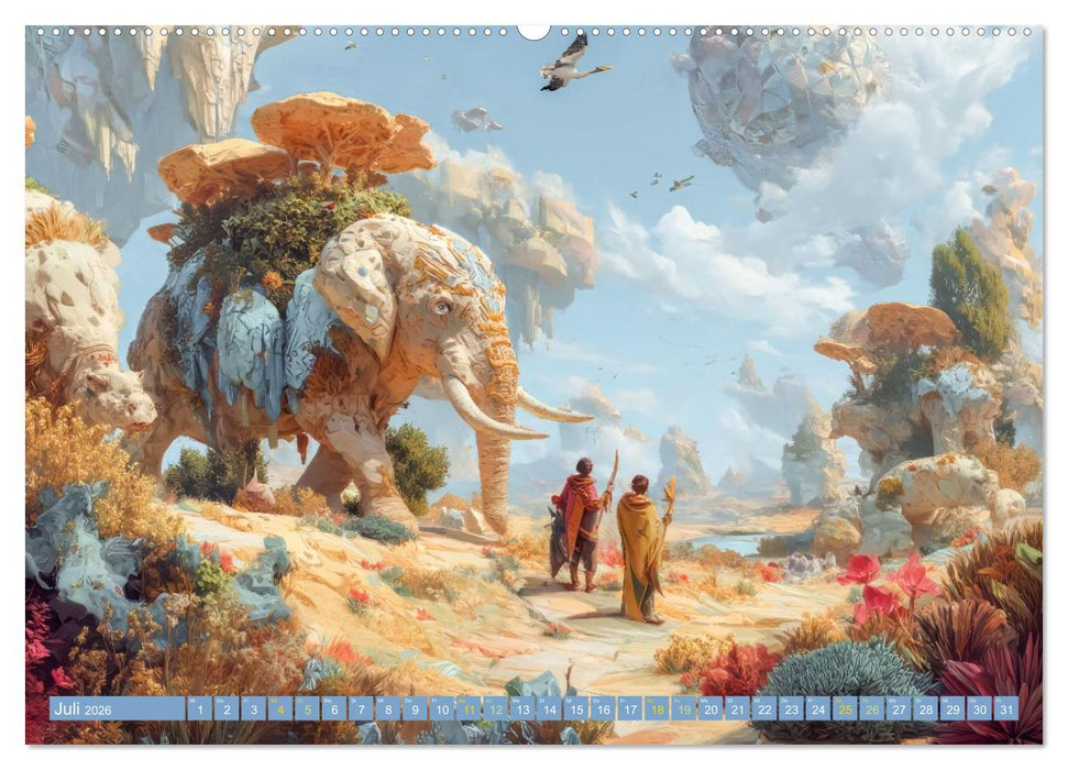 Tierparadies - Tierische Fantasiewelten (CALVENDO Premium Wandkalender 2026)