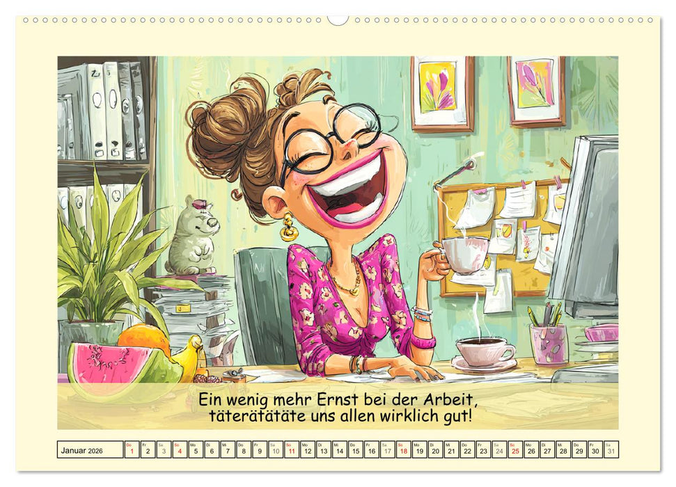 Büroalarm. Cartoons für alle, die trotzdem weitermachen (CALVENDO Wandkalender 2026)