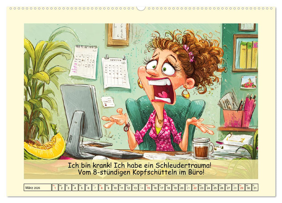 Büroalarm. Cartoons für alle, die trotzdem weitermachen (CALVENDO Premium Wandkalender 2026)