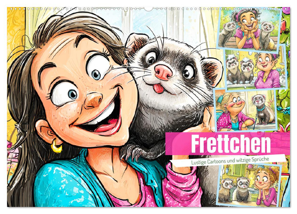 Frettchen. Lustige Cartoons und witzige Sprüche (CALVENDO Wandkalender 2026)