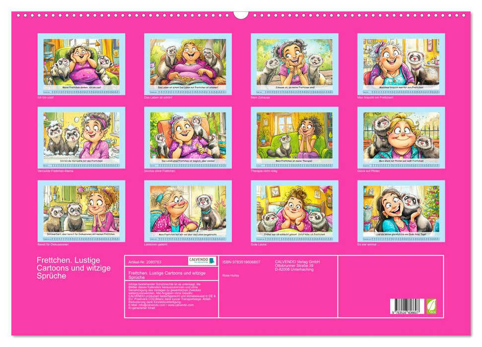 Frettchen. Lustige Cartoons und witzige Sprüche (CALVENDO Wandkalender 2026)