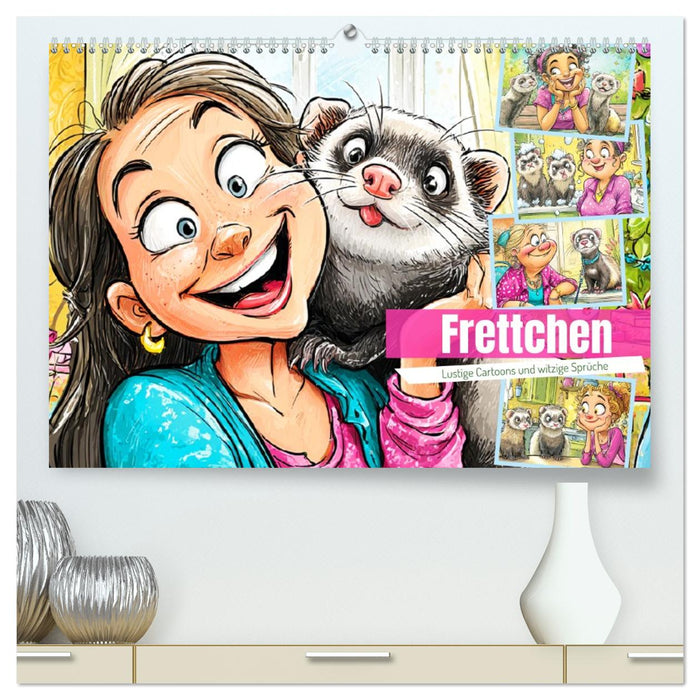Frettchen. Lustige Cartoons und witzige Sprüche (CALVENDO Premium Wandkalender 2026)