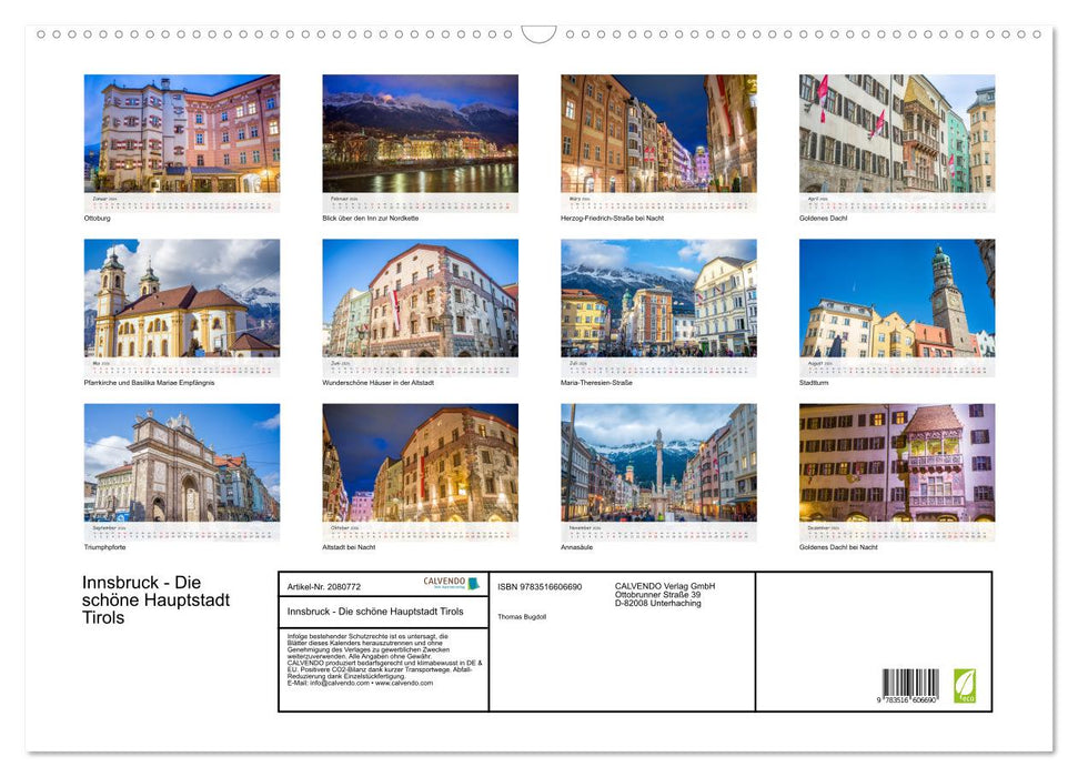 Innsbruck - Die schöne Hauptstadt Tirols (CALVENDO Wandkalender 2026)