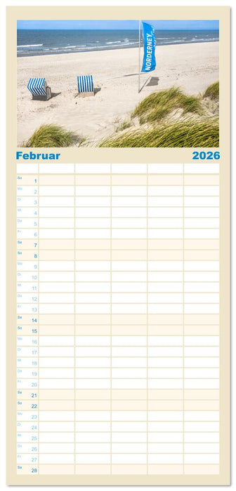 Norderney Sehnsuchtskalender (CALVENDO Familienplaner 2026)